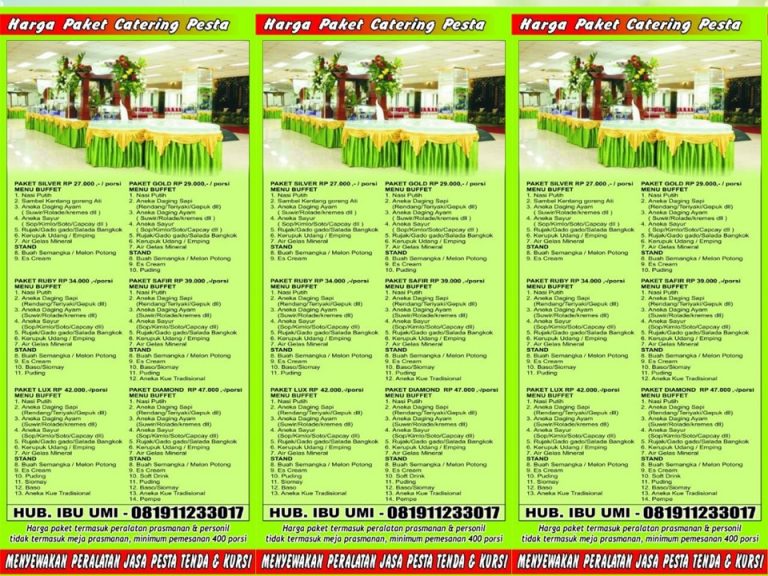 daftar menu Catalog jasa catering murah serang