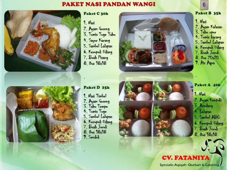 daftar menu katalog catering serang cilegon